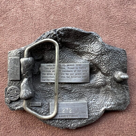 Vintage‎ Belt Buckle VFW 1989-1990 Proud To Serve Limited Edition Eagle Siskiyou - Picture 4 of 10